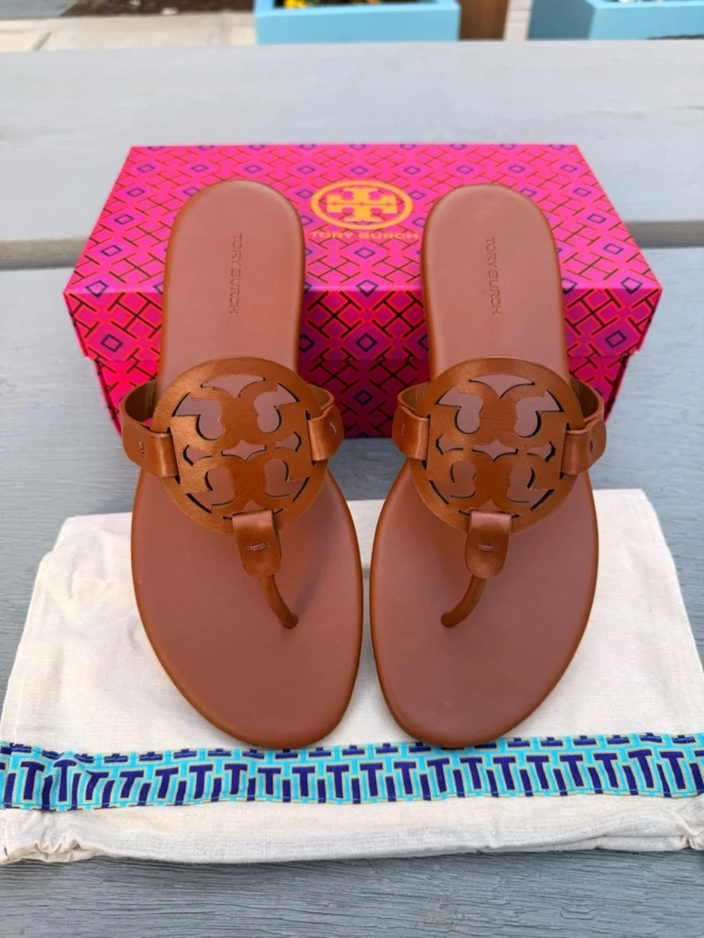 Tory Burch Miller Soft Calf Leather Sandals Brown